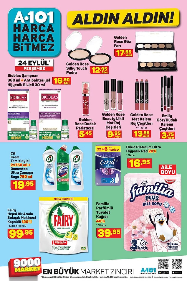 Kozmetik ve temizlik ürünlerinin olduğu bir katalog.