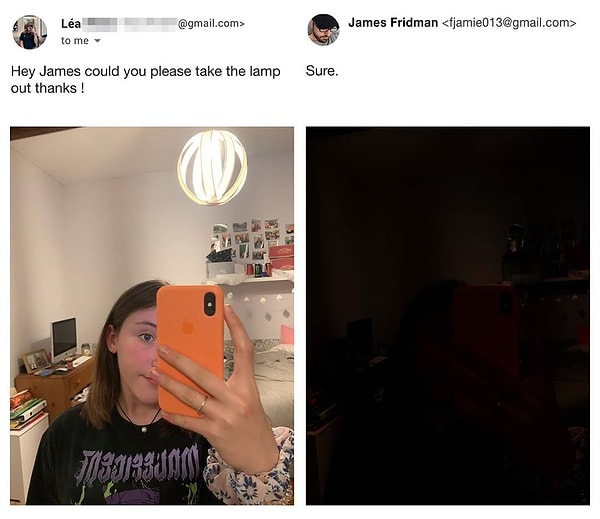 15. «Хей, Джеймс, можешь убрать лампу?»