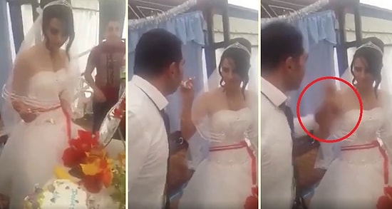 Gelinin 'Pasta Yedirme Şakası'nı Kaldıramayan Damadın Sinirleri Bozan Hareketi