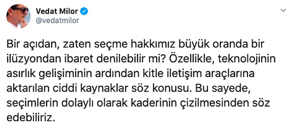 Vedat Milor'un görüşü ise şu yöndeydi: