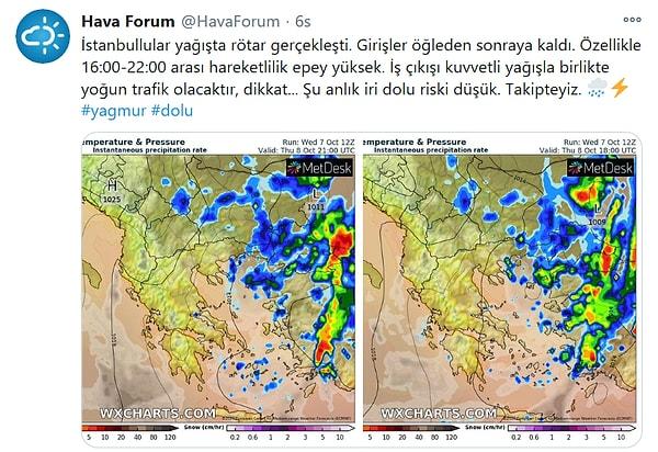 Meteoroloji dün itibariyle İstanbul için sağanak yağış ve dolu uyarısı yapmıştı.