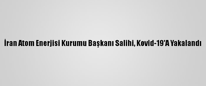 İran Atom Enerjisi Kurumu Başkanı Salihi, Kovid-19'A Yakalandı