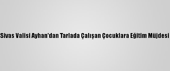 Sivas Valisi Ayhan'dan Tarlada Çalışan Çocuklara Eğitim Müjdesi