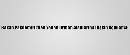Bakan Pakdemirli'den Yanan Orman Alanlarına İlişkin Açıklama: