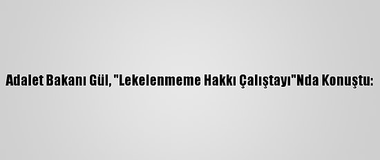 Adalet Bakanı Gül, "Lekelenmeme Hakkı Çalıştayı"Nda Konuştu: