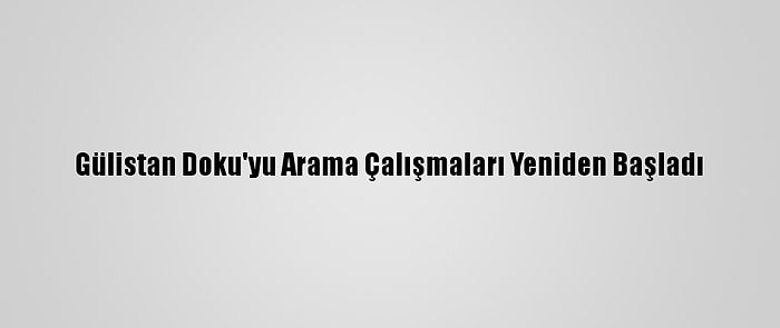 Gülistan Doku'yu Arama Çalışmaları Yeniden Başladı