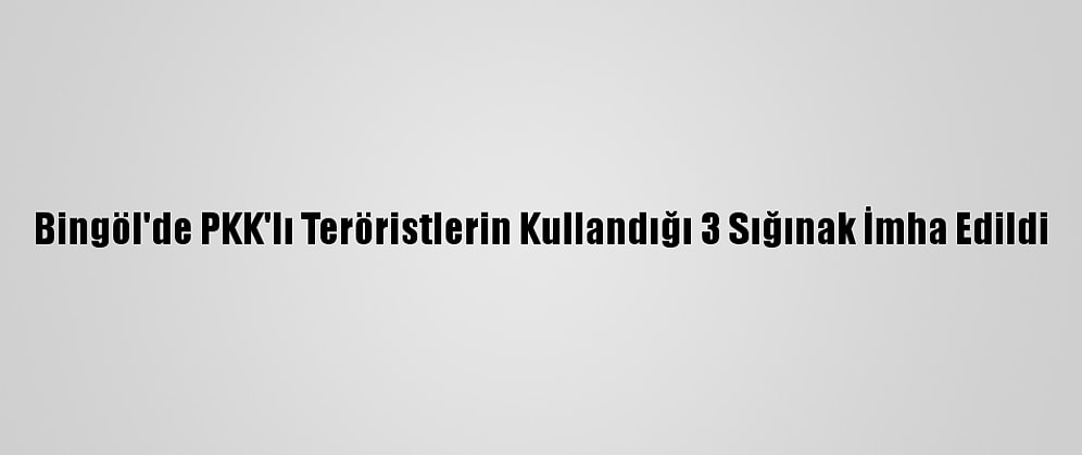 Bingöl'de PKK'lı Teröristlerin Kullandığı 3 Sığınak İmha Edildi