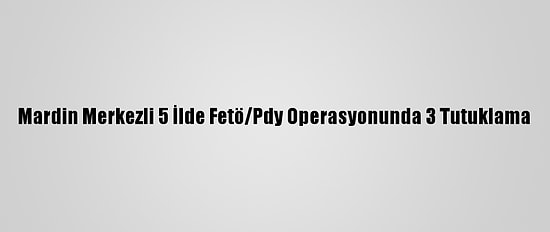 Mardin Merkezli 5 İlde Fetö/Pdy Operasyonunda 3 Tutuklama