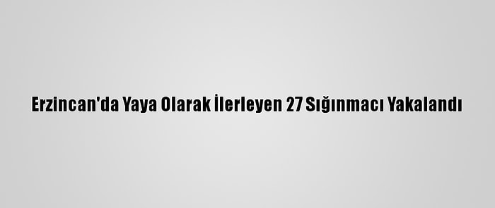 Erzincan'da Yaya Olarak İlerleyen 27 Sığınmacı Yakalandı