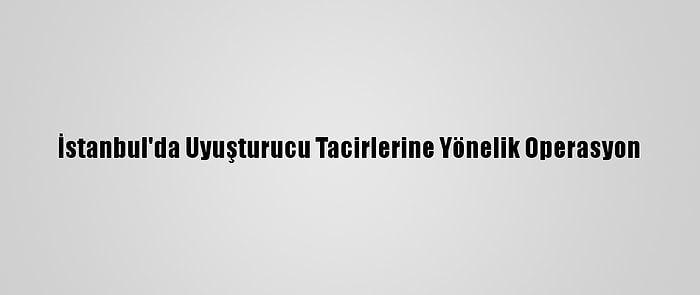 İstanbul'da Uyuşturucu Tacirlerine Yönelik Operasyon