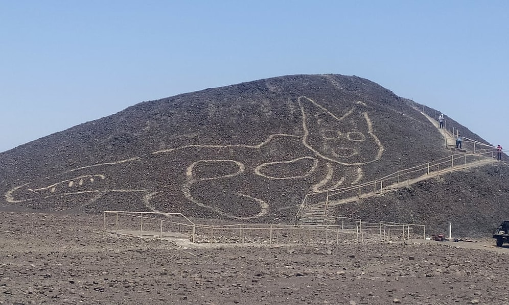 Miyav! Peru'da Arkeologlar Bir Tepenin Yamacında 2 Bin Yıllık Dev Kedi Figürü Keşfetti