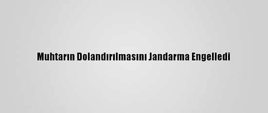 Muhtarın Dolandırılmasını Jandarma Engelledi