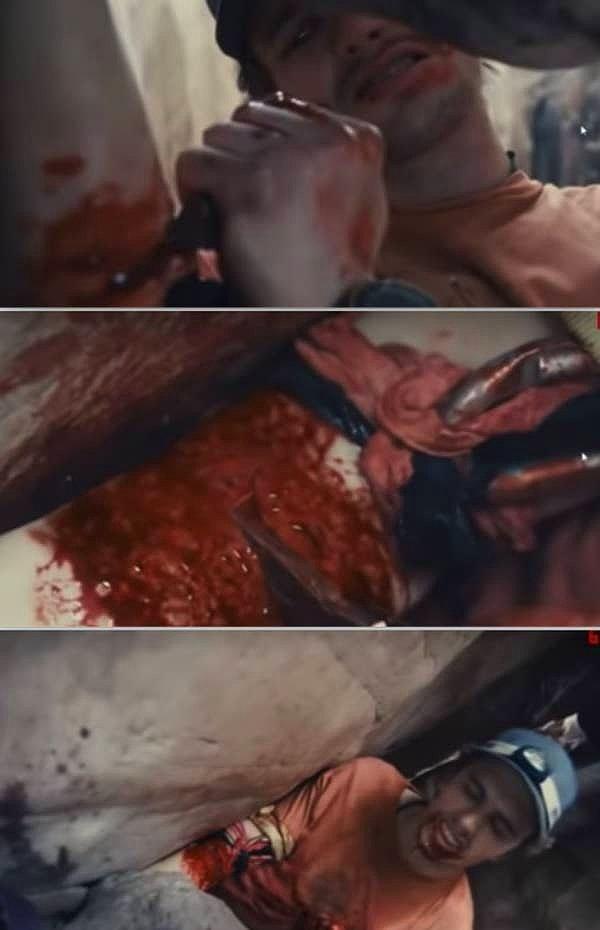 17. 127 Saat filminde, James Franco'nun karakterinin tıpkı canlandırdığı insan gibi kolunu çakıyla kesmek zorunda kaldığı sahne.