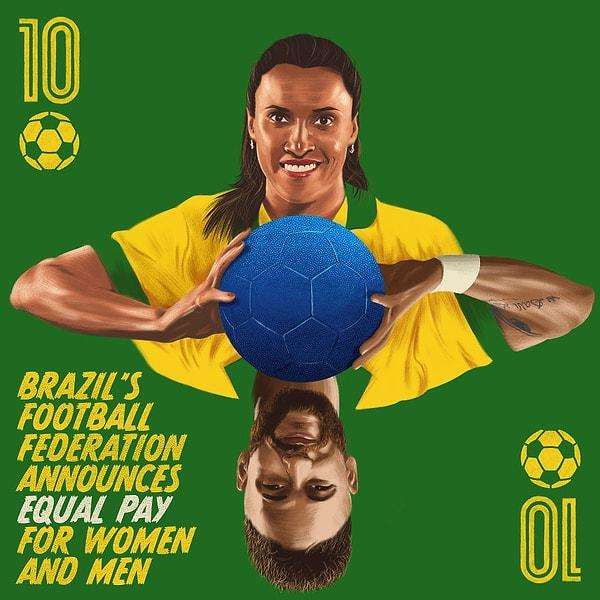 6. "Brezilya Futbol Federasyonu, kadınlar ve erkekler için eşit miktarda ücret ödeyeceğini duyurdu."