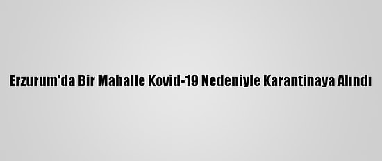 Erzurum'da Bir Mahalle Kovid-19 Nedeniyle Karantinaya Alındı