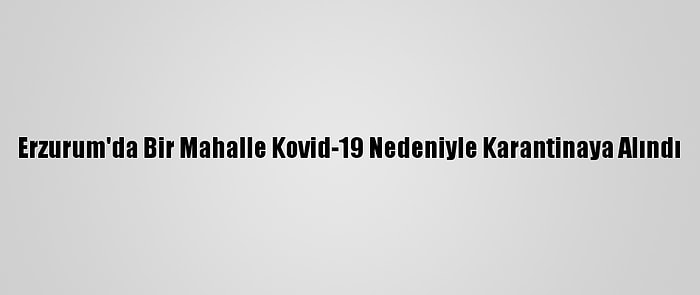 Erzurum'da Bir Mahalle Kovid-19 Nedeniyle Karantinaya Alındı