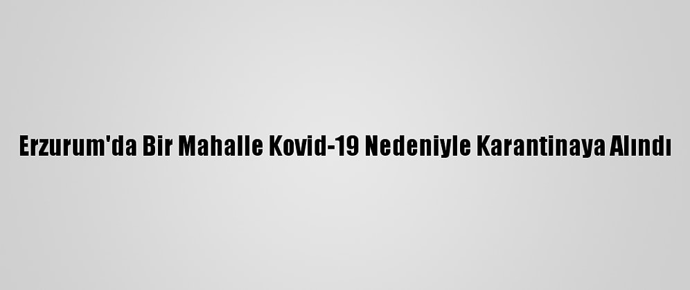 Erzurum'da Bir Mahalle Kovid-19 Nedeniyle Karantinaya Alındı