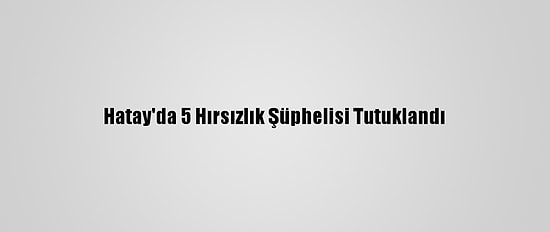 Hatay'da 5 Hırsızlık Şüphelisi Tutuklandı