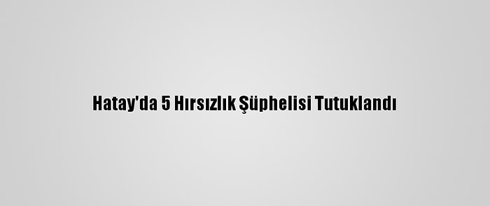 Hatay'da 5 Hırsızlık Şüphelisi Tutuklandı