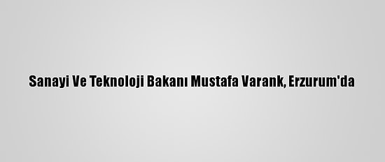 Sanayi Ve Teknoloji Bakanı Mustafa Varank, Erzurum'da