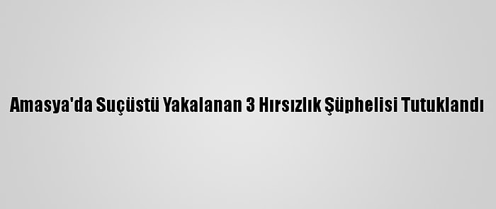 Amasya'da Suçüstü Yakalanan 3 Hırsızlık Şüphelisi Tutuklandı