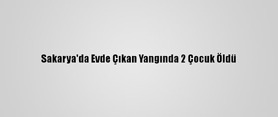 Sakarya'da Evde Çıkan Yangında 2 Çocuk Öldü