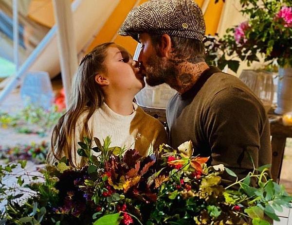 10. David Beckham'ın kızı Harper Seven'ı dudağından öpmesi yine olay oldu.