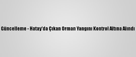 Güncelleme - Hatay'da Çıkan Orman Yangını Kontrol Altına Alındı
