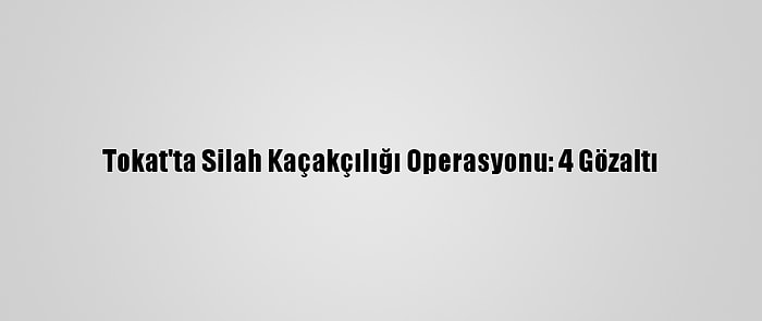 Tokat'ta Silah Kaçakçılığı Operasyonu: 4 Gözaltı