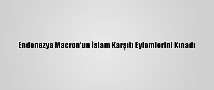 Endonezya Macron'un İslam Karşıtı Eylemlerini Kınadı