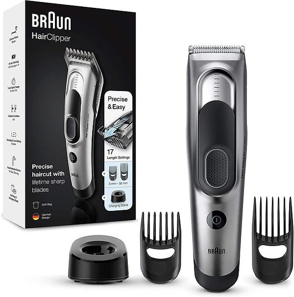 10. Braun marka saç tıraş makinesi de fırsat ürünleri arasında. Cihazın en iyi özelliklerden biri son kullanılan kesim uzunluğunu hafızada tutabilmesi ve tamamen yıkanabilir olması.