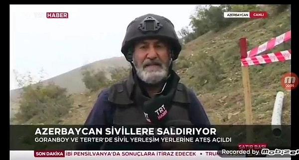 TRT'nin 'Azerbaycan sivillere saldırıyor' şeklindeki KJ yazısı...