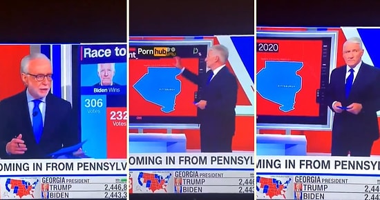 CNN Spikeri Canlı Yayında ABD Seçimleri ile İlgili Bilgiler Verirken Ekrana Bir Anda Pornhub Yazısı Geldi