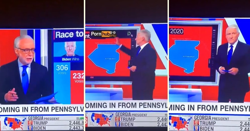 CNN Spikeri Canlı Yayında ABD Seçimleri ile İlgili Bilgiler Verirken Ekrana Bir Anda Pornhub Yazısı Geldi