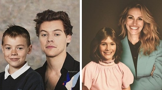 Звёзды тоже стареют. Художник совместил фотографии знаменитостей с их молодыми версиями (Новые фото)