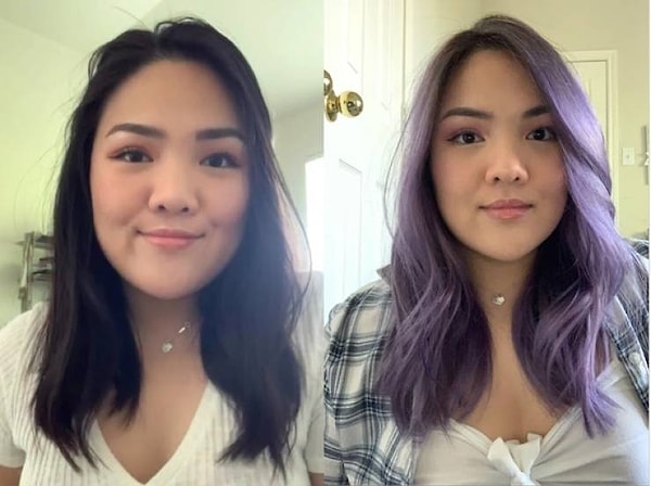 17. "До и После: от натурального черного до прекрасного лавандового за 1 день".