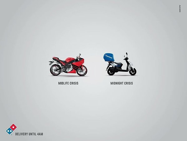 18. Domino's Pizza показывает, как выглядят «Кризис среднего возраста» и «Кризис ночного голода».