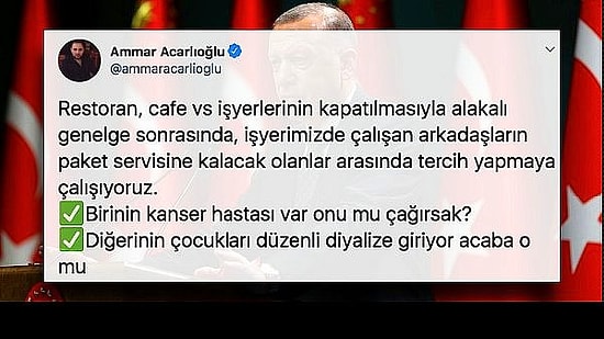 Garsonlar ve Restoran Çalışanlarının Yeni Tedbirler Sebebiyle Bir Anda İşsiz Kalmasına Tepkiler Büyüyor