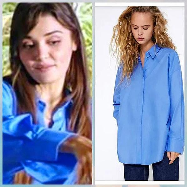 10. Sen Çal Kapımı dizisinde Hande'ye çok yakışan mavi poplin gömlek Zara ve şu anda indirimde!