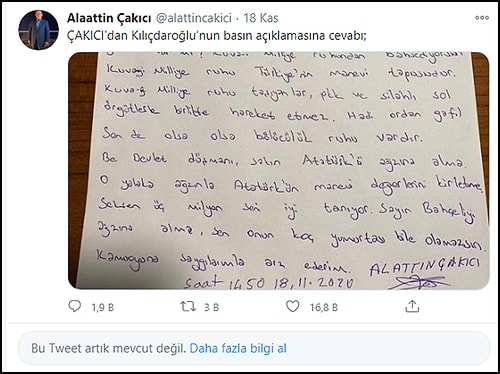 Twitter, Çakıcı'nın Kılıçdaroğlu'na Tehdidini Sildi