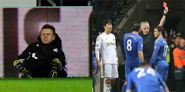 O dönem Chelsea forması giyen Belçikalı Eden Hazard 2013 yılında top toplayıcı çocuğu tekmelemiş, oyuncu üç maç ceza almıştı.