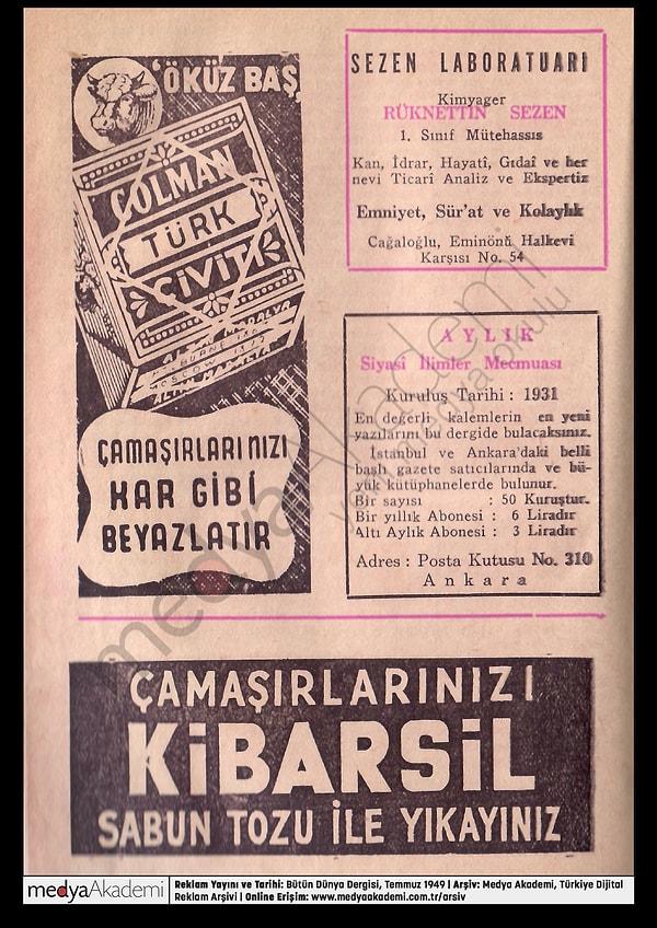 3. Colman Türk Çiviti, Bütün Dünya Dergisi, Temmuz 1949