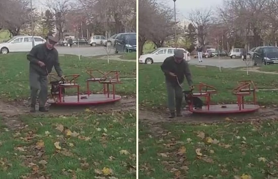 Köpek Dostunu Oyun Parkına Götüren Yaşlı Adamın İçinizi Isıtacak Görüntüleri