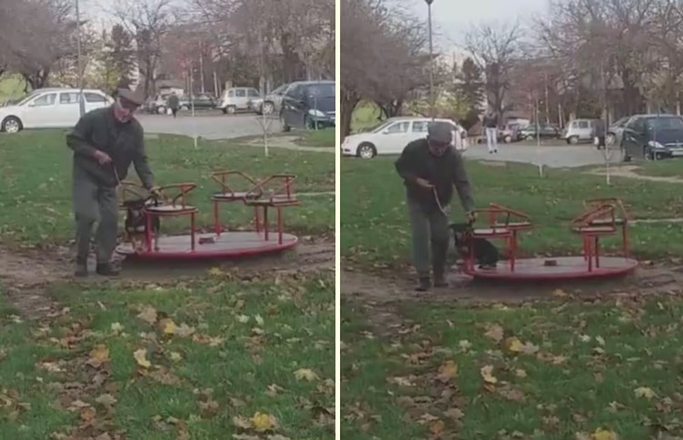 Köpek Dostunu Oyun Parkına Götüren Yaşlı Adamın İçinizi Isıtacak Görüntüleri