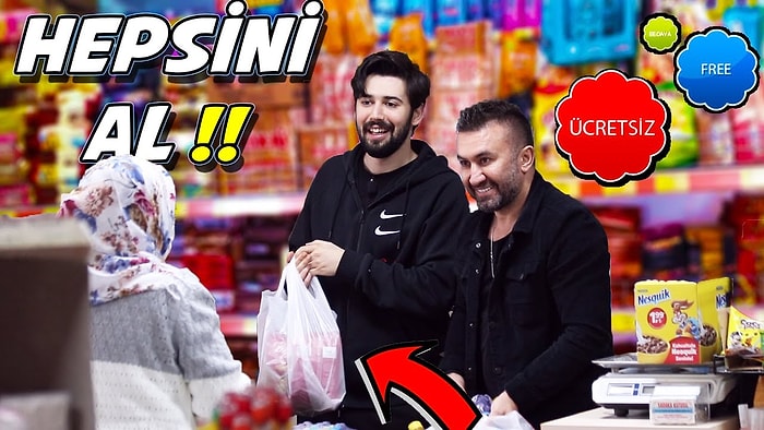 İnsanlara 'Marketten 30 Saniye İçinde Ne Alırlarsanız Bedava' Diyerek Yardım Eden YouTuberlar