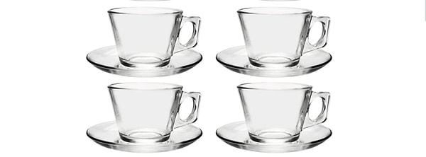 8. Çay-kahveyi cam fincanda içmeyi sevenler için ideal 6'lı set.