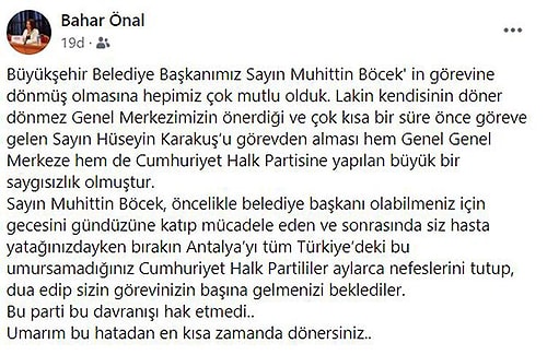 Antalya Büyükşehir Belediye Başkanı Muhittin Böcek'in Yaptığı Atama Tartışma Yarattı: Gelir Gelmez Böyle Bir Atama Şık Olmamıştır