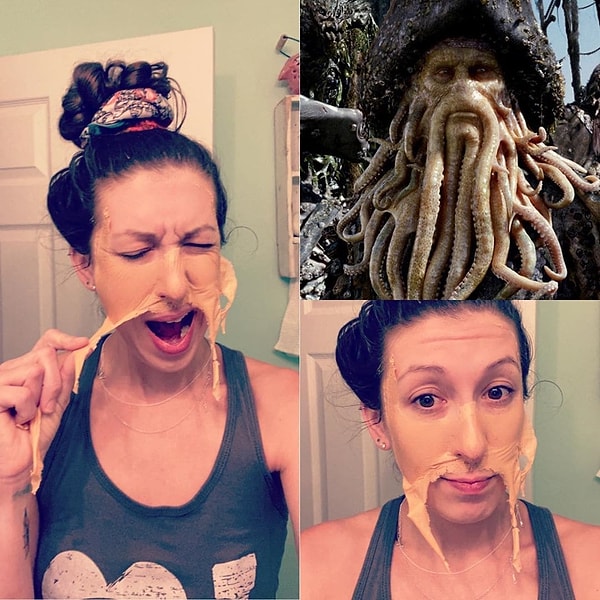 14. «Последствия домашней маски — 15 минут боли и косплей на Дейви Джонса»