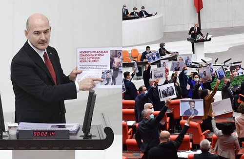 İki Farklı Kameradan TBMM: Süleyman Soylu, Meclis'te Konuşurken, HDP'li Vekiller 'Hiçbir Canı Unutmadık' Diyerek Protesto Ettiler