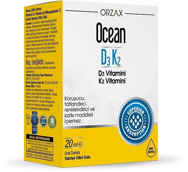 6. Benim kullandığım bir başka vitaminse Ocean Vitamin D3 K2 Damla. Özellikle kapsül yutmayı sevmeyenler için harika bir seçenek.